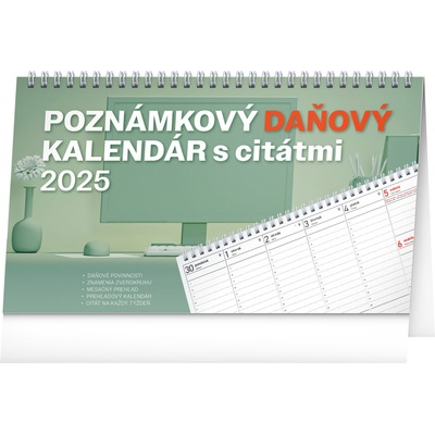 NOTIQUE Stolový Poznámkový daňový s citátmi 25 x 14,5 cm 2025