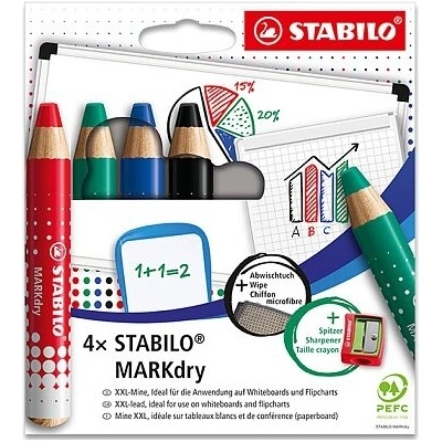 Stabilo MARKdry suchý popisovač na bílé tabule a flipcharty / sada 4 ks