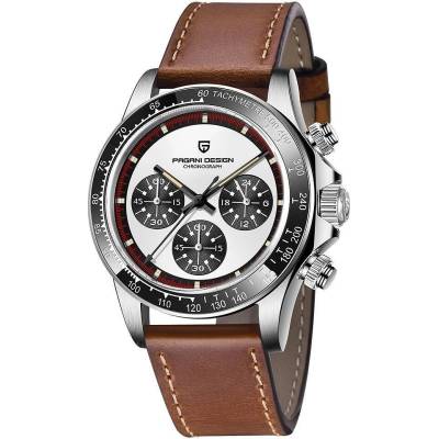 Мъжки часовник Pagani Design Wantage, Кварцов, Хронограф, Кафяв / Бял (PD-1676-BROWN-WHITE)