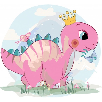zuty Malování podle čísel Růžový dinosaurus 80 x 100 cm vypnuté plátno na rám