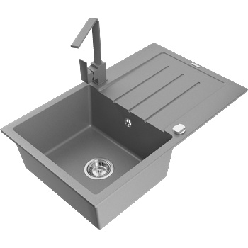 Mexen Bruno гранитна мивка с 1 отделение и сушилня и кухненски кран Rita, сив - 6513-71-670300-71 (6513-71-670300-71)