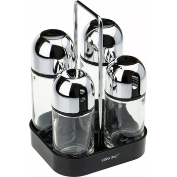 Image 1 of Kinghoff Комплект за дресинг Kinghoff KH 1647, Оливерник, Солница и пиперка, Стъкло, Стойка, Черен (KH 1647)