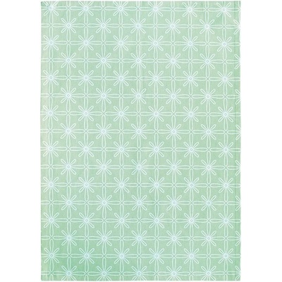 SCANquilt utěrka DEKORO kontury kytiček zelenobílá 50 x 70 cm
