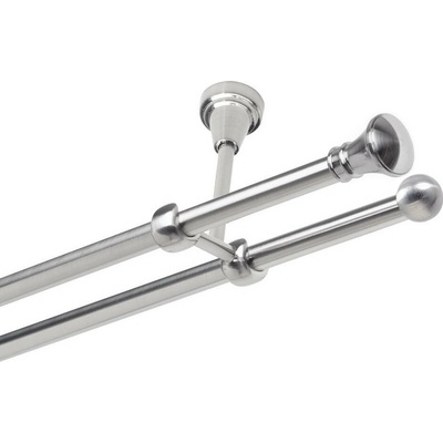 OK-GarnýžeCZ Garnýž kovová dvouřadá 19mm Koloseo nerez 360 cm do stropu / na tunýlek - bez kroužků