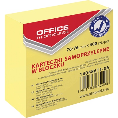 Office Products Куб Office Products самоз. лист. 76х76, 400л, жълти (31235-А)