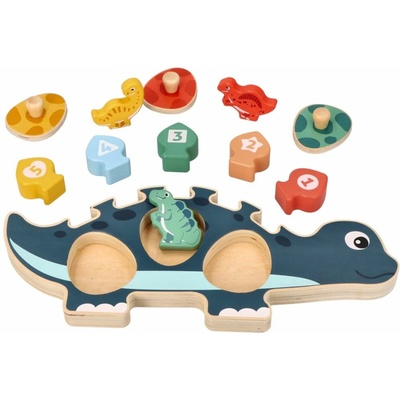 Adam Toys puzzle s číslami Dinosaurus mamička modrý