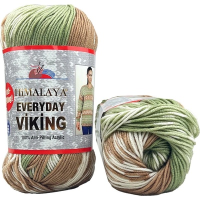 Himalaya příze Everyday Viking 70526 světle hnědá bílá a zelená