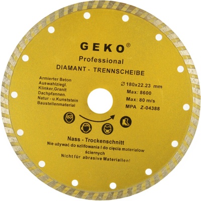 Diamantový kotúč TURBO 180 x 22 x 2,9 mm, celistvý segment, GEKO