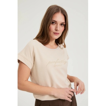 Moodo Бежова блуза с надпис Moodo Moodo | Bezhov | ЖЕНИ | 38