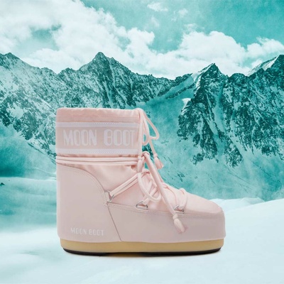 Moon Boot Icon Low Nylon Sněhule Růžové
