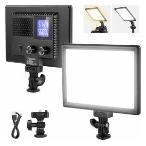 NEEWER 9 LED video light panel, dimmable, soft lighting for DSLR camera, 4000mAh battery, USB Type C ports, 3200K ~ 5600K CRI95+ 600Lux for photography video recording live streaming NL-116AI