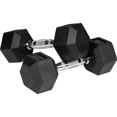 Rebel RBA-2325-5 Pogumované litinové činky HEX 2 x 5 kg