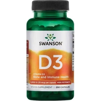 Swanson Vitamín D3 1000 iu 250 kapsúl