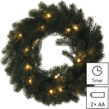 EMOS LED vianočný veniec vnútorná teplá biela časovač DCTW05 40 cm