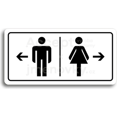 ACCEPT Piktogram WC MUŽI VLEVO, WC ŽENY VPRAVO - bílá tabulka - černý tisk