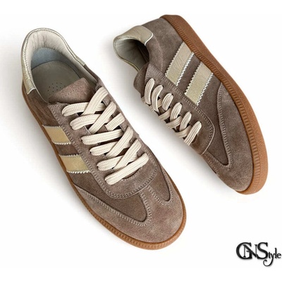 GNStyle ДАМСКИ СПОРТНИ ОБУВКИ ИЗРАБОТЕНИ ОТ ЕСТЕСТВЕН ВЕЛУР И ЕСТЕСТВЕНА КОЖА В БЕЖОВО И ЗЛАТИСТО С АТРАКТИВЕН ДИЗАЙН