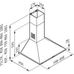 Pyramis Абсорбатор PYRAMIS, SQUARE CHIMNEY BLACK essential (SQUARE CHIMNEY BLACK essential)
