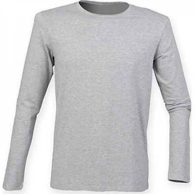 SF Men strečové triko Feel Good s dlouhým rukávem šedá melír SFM124