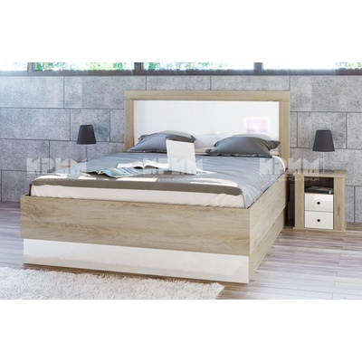Bogdan Furniture I Спален комплект 7031 за матрак 160/200, Сонома арвен/Бял гланц