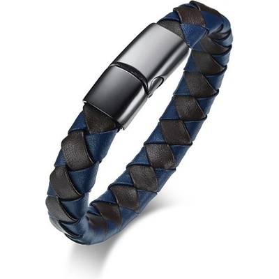 Titan Jewerly pánsky kožený prepletaný náramok Brown and Blue BL-374B