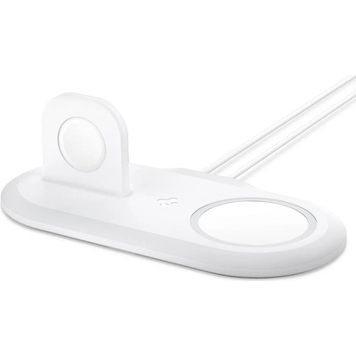 Spigen Magfit Duo držiak na nabíjačku Apple Watch a iPhone, biela