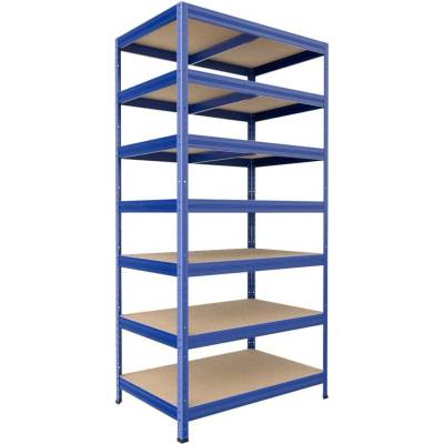 Biedrax Regál do sklepa 35 x 75 x 240 cm, modrý, 7 polic MDF, nosnost 200 kg na polici