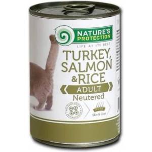 Nature's Protection Nature's Protection CAT Turkey, Salmon & Rice консерва с пуешко месо, сьомга и ориз, за кастрирани котки, Литва - 400 гр