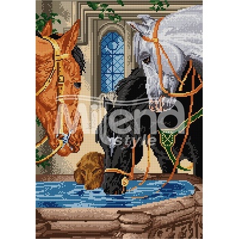 Milena Style Коне на водопой - гоблен със схема конци dmc 1: 1