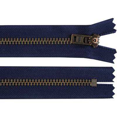 Kovový zip YKK No 5 délka 18 cm staromosazný (jeansový) Varianta: 919 modrá tmavá staromosaz, Balení: 1 ks