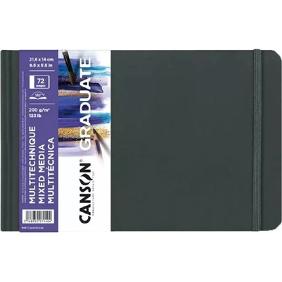 Canson Graduate Mixed Media 21, 6x14 cm, лежаща, 200 g/m2, лепена бяла хартия за рисуване C31200L031 (C31200L031)