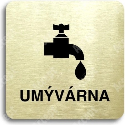 ACCEPT Piktogram umývárna - zlatá tabulka - černý tisk bez rámečku