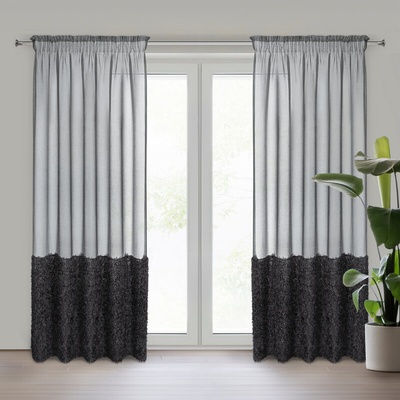 Takoy Záclona MARION z etamínu zdobená v dolní části záclony nadýchanou kožešinovou aplikací 140 x 270 cm-HF-452754 | 140 x 270 cm
