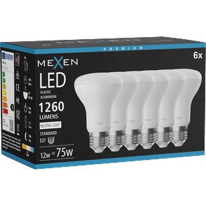 Mexen Nova 6x LED крушка E27, R63, 12W, Неутрална - 4000K, 1260 lm - L104-E27-1240-01x06 (L104-E27-1240-01x06)