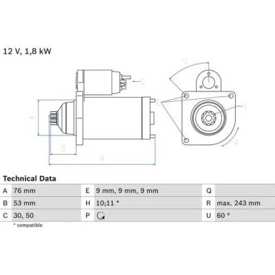 BOSCH Startér BO 0986016990
