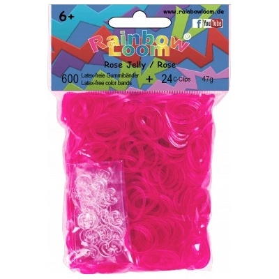 RAINBOW LOOM Original gumičky 600 kusov transparentné ružová