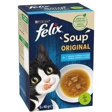 Felix Soup Lahodný výběr z ryb s treskou s tuňákem s platýzem 6 x 48 g