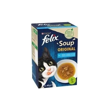 Felix Soup Lahodný výběr z ryb s treskou s tuňákem s platýzem 6 x 48 g