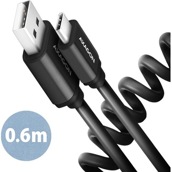 Axagon BUCM-AM10TB TWISTER USB-C USB-A, USB 2.0, 3A, ALU, 0,6m, černý