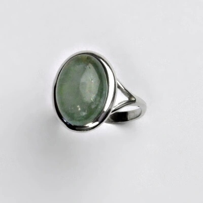 Čištín Stříbrný prsten přírodní kámen akvamarin C T 1454 m