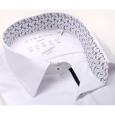 Eterna Slim Fit Performance košile elastická košile s vnitřním límcem a manžetou bílá