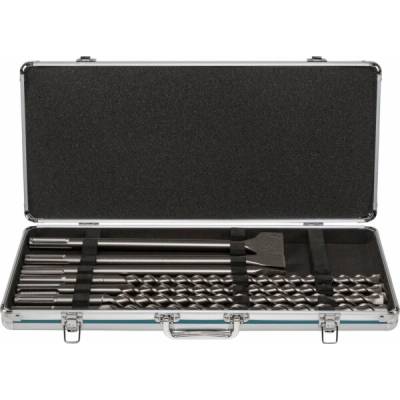 Makita D-42494 sada sekáčů a vrtáků SDS-max v Al kufru: vrtáky 18, 20, 22, 25x540mm, špičák + 2x plochý sekáč 25mm