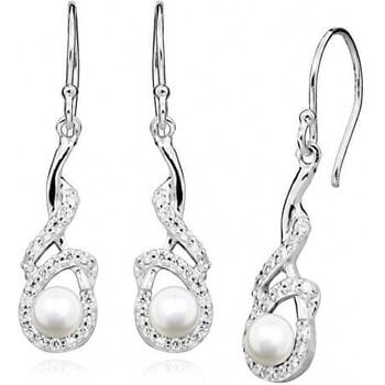Silver Cat náušnice s perlou a zirkónmi SC414