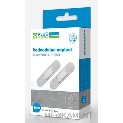 PLUS LEKÁREŇ Náplasť vodoodolná priesvitná a odolná 19 x 72 mm 20 ks