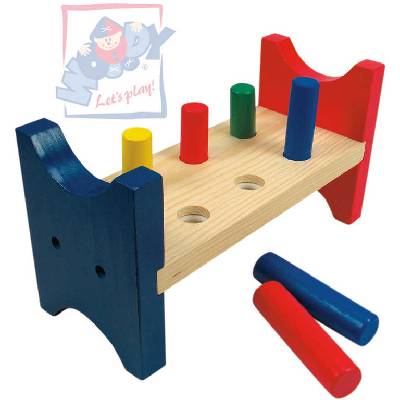 WOODY DŘEVO Zatloukačka set kolíčky a palička *DŘEVĚNÉ HRAČKY*