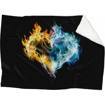 Impar fleece deka Ohnivé srdce Podšití beránkem ANO 150x120