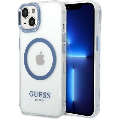 GUESS Кейс Guess GUHMP14MHTRMB за iPhone 14 Plus 6.7", син / син, твърд, Metal Outline Magsafe (3666339069797)