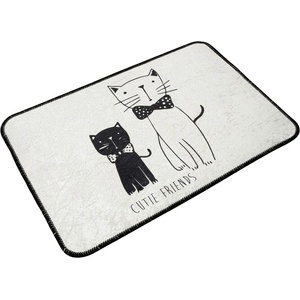 Foutastic Бяла/черна постелка за баня 60x40 cm Little Cats - Foutastic (359CHL4170)