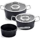 Fissler Set cratita Fissler Adamant/aluminiu, 3 bucati, acoperita cu capac de sticla, antiaderenta (1 cratita, 1 caserola, 1 cratita) - inductie (156-115-03-000/0)