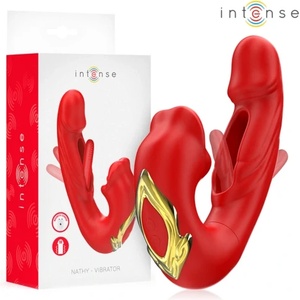 CupidOn USA Intense - nathy двоен вибратор с multifunction stimulating mouth червен