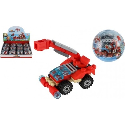 Teddies Stavebnice zásahová vozidla hasiči plast 7cm v plastové kouli